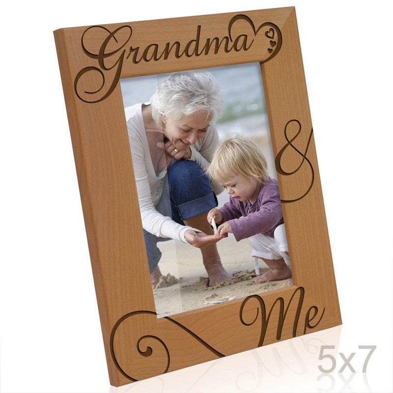 KATE POSH Grandma and Me Engraved Natural Wood Picture Frame, I Love You Grandma, Grandparent's Day, Best Grandma Ever, Grandmother Gifts, Grandma & Me, Mother's Day (5x7-Vertical) - Image 3